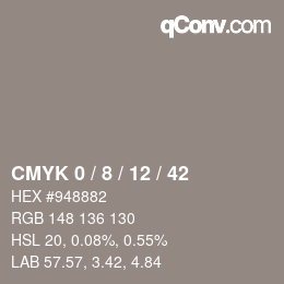 カラーコード: CMYK 0 / 8 / 12 / 42 | qconv.com