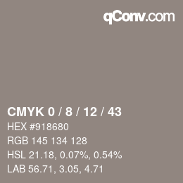 颜色代码: CMYK 0 / 8 / 12 / 43 | qconv.com