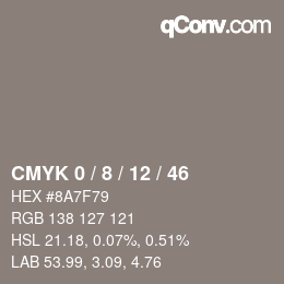 Color code: CMYK 0 / 8 / 12 / 46 | qconv.com