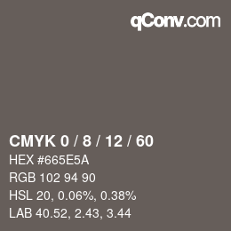 Farbcode: CMYK 0 / 8 / 12 / 60 | qconv.com