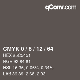 カラーコード: CMYK 0 / 8 / 12 / 64 | qconv.com