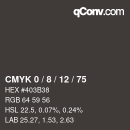 カラーコード: CMYK 0 / 8 / 12 / 75 | qconv.com