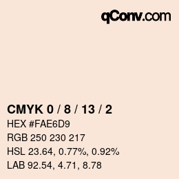 カラーコード: CMYK 0 / 8 / 13 / 2 | qconv.com