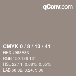 カラーコード: CMYK 0 / 8 / 13 / 41 | qconv.com