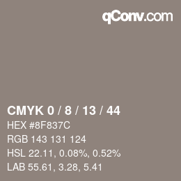 カラーコード: CMYK 0 / 8 / 13 / 44 | qconv.com