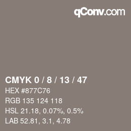 Color code: CMYK 0 / 8 / 13 / 47 | qconv.com