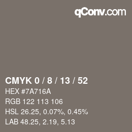 颜色代码: CMYK 0 / 8 / 13 / 52 | qconv.com