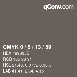 カラーコード: CMYK 0 / 8 / 13 / 59 | qconv.com