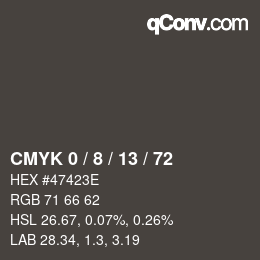 颜色代码: CMYK 0 / 8 / 13 / 72 | qconv.com