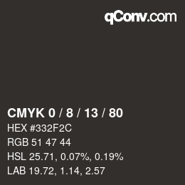 カラーコード: CMYK 0 / 8 / 13 / 80 | qconv.com