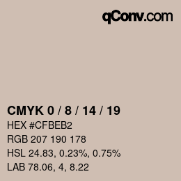 カラーコード: CMYK 0 / 8 / 14 / 19 | qconv.com