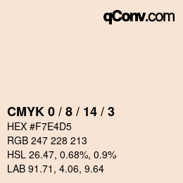 カラーコード: CMYK 0 / 8 / 14 / 3 | qconv.com