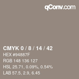 カラーコード: CMYK 0 / 8 / 14 / 42 | qconv.com