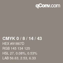 カラーコード: CMYK 0 / 8 / 14 / 43 | qconv.com