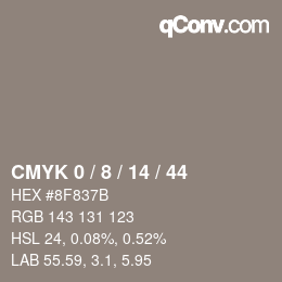 Color code: CMYK 0 / 8 / 14 / 44 | qconv.com