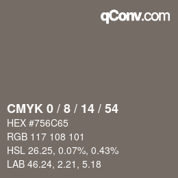 Color code: CMYK 0 / 8 / 14 / 54 | qconv.com