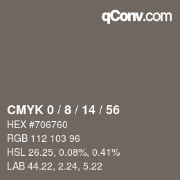 Color code: CMYK 0 / 8 / 14 / 56 | qconv.com
