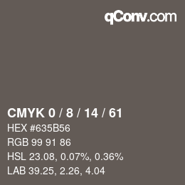 カラーコード: CMYK 0 / 8 / 14 / 61 | qconv.com