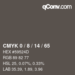 カラーコード: CMYK 0 / 8 / 14 / 65 | qconv.com