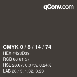 カラーコード: CMYK 0 / 8 / 14 / 74 | qconv.com