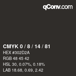 Color code: CMYK 0 / 8 / 14 / 81 | qconv.com