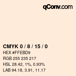 カラーコード: CMYK 0 / 8 / 15 / 0 | qconv.com