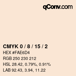 カラーコード: CMYK 0 / 8 / 15 / 2 | qconv.com