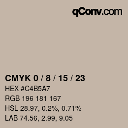 カラーコード: CMYK 0 / 8 / 15 / 23 | qconv.com