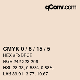 カラーコード: CMYK 0 / 8 / 15 / 5 | qconv.com