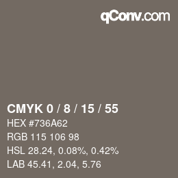 颜色代码: CMYK 0 / 8 / 15 / 55 | qconv.com