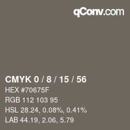 Color code: CMYK 0 / 8 / 15 / 56 | qconv.com