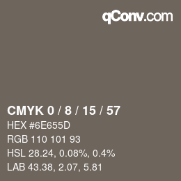 カラーコード: CMYK 0 / 8 / 15 / 57 | qconv.com