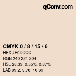 カラーコード: CMYK 0 / 8 / 15 / 6 | qconv.com