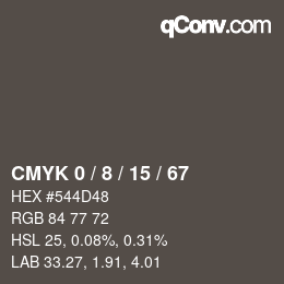 Color code: CMYK 0 / 8 / 15 / 67 | qconv.com