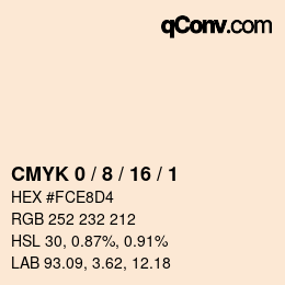 カラーコード: CMYK 0 / 8 / 16 / 1 | qconv.com