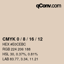 颜色代码: CMYK 0 / 8 / 16 / 12 | qconv.com