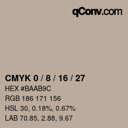カラーコード: CMYK 0 / 8 / 16 / 27 | qconv.com