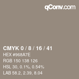 Color code: CMYK 0 / 8 / 16 / 41 | qconv.com