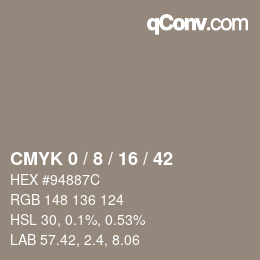 カラーコード: CMYK 0 / 8 / 16 / 42 | qconv.com