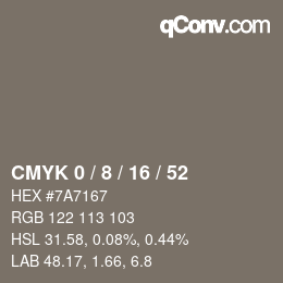 Código de color: CMYK 0 / 8 / 16 / 52 | qconv.com