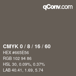 カラーコード: CMYK 0 / 8 / 16 / 60 | qconv.com