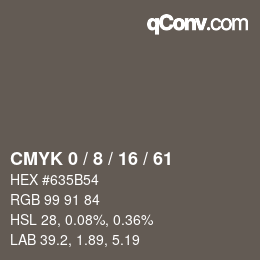 カラーコード: CMYK 0 / 8 / 16 / 61 | qconv.com