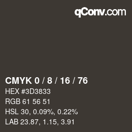 カラーコード: CMYK 0 / 8 / 16 / 76 | qconv.com