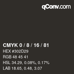 Color code: CMYK 0 / 8 / 16 / 81 | qconv.com