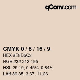 カラーコード: CMYK 0 / 8 / 16 / 9 | qconv.com