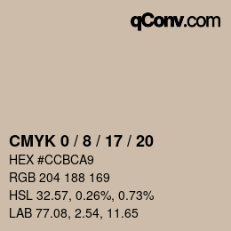 カラーコード: CMYK 0 / 8 / 17 / 20 | qconv.com