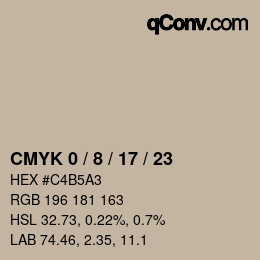カラーコード: CMYK 0 / 8 / 17 / 23 | qconv.com