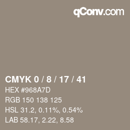 Color code: CMYK 0 / 8 / 17 / 41 | qconv.com