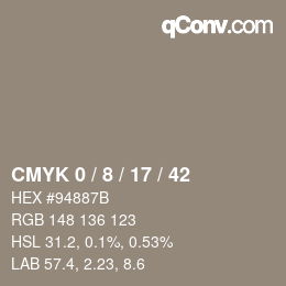 颜色代码: CMYK 0 / 8 / 17 / 42 | qconv.com