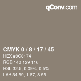カラーコード: CMYK 0 / 8 / 17 / 45 | qconv.com